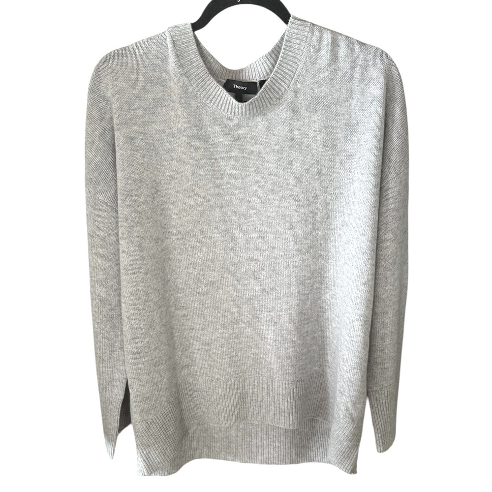 NWT Theory Karenia 100% Cashmere sweater Size large in Mineral Grey